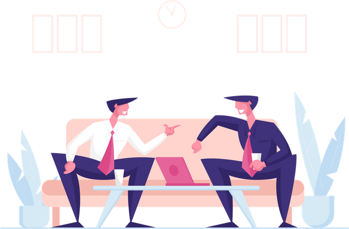 Business Partners Having a Conversation in Office  Illustration