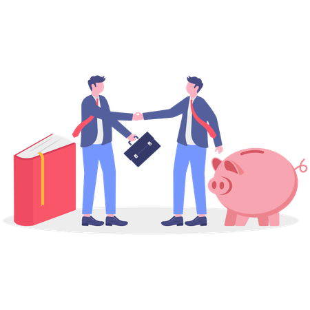 Business partners invests in educational money  Illustration