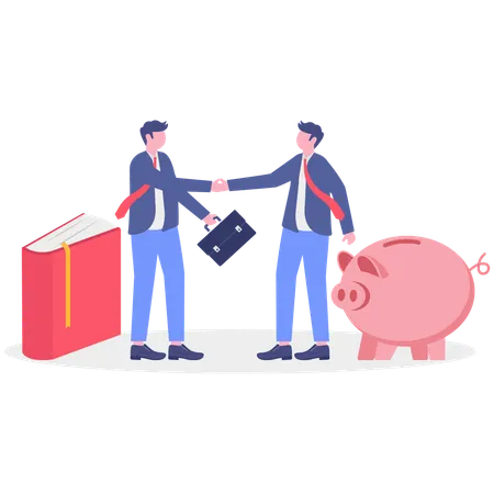 Business partners invests in educational money  Illustration