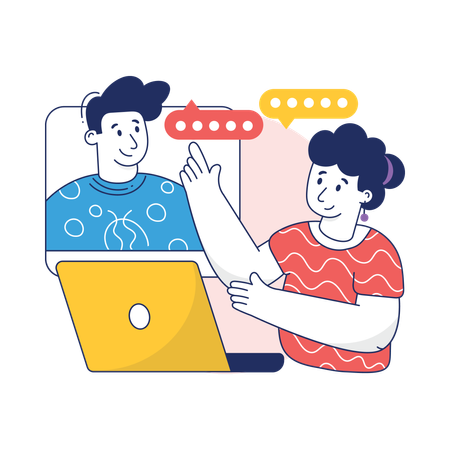 Business partners Online Meeting  Illustration