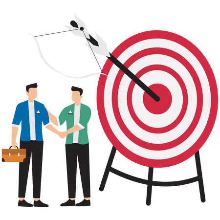 Business partners shaking hands after achieving target  Illustration