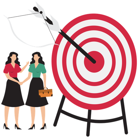 Business partners shaking hands after achieving target  Illustration