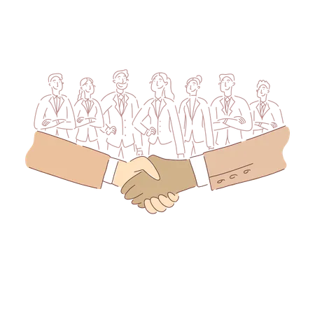 International Economic Cooperation Business Partners Shaking Hands After Successful Negotiations Banner Top Managers Team CEO Meeting Concept Cartoon Sketch Flat Vector Illustration Illustration