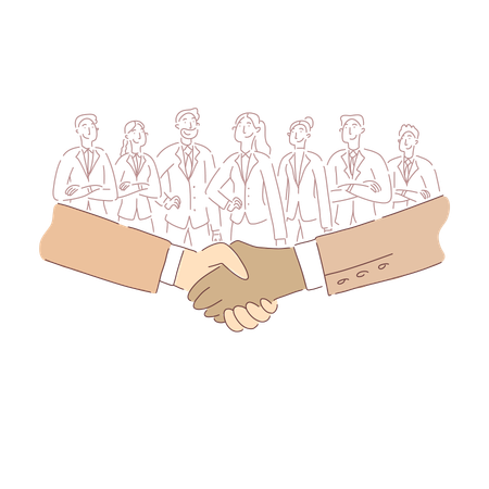 Business Partners Shaking Hands After Successful Negotiations  Illustration