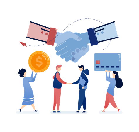 Business partners shaking their hands for collaboration  Illustration