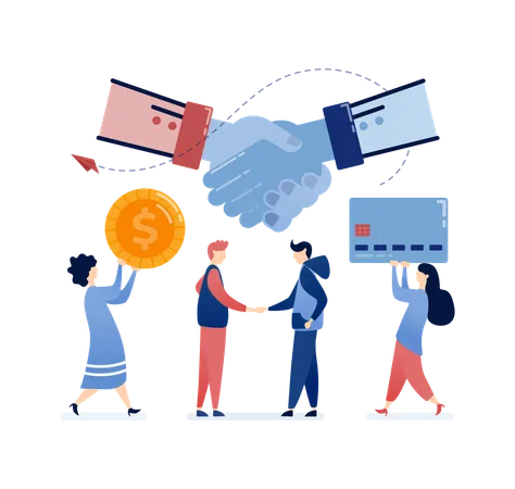 Business partners shaking their hands for collaboration  Illustration