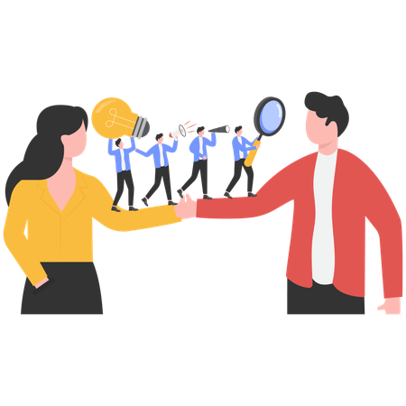 Business partners sharing creative deal  Illustration