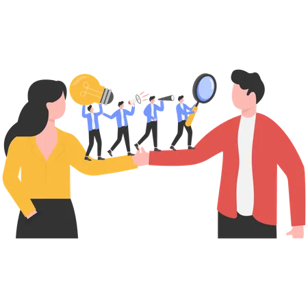 Business partners sharing creative deal  Illustration