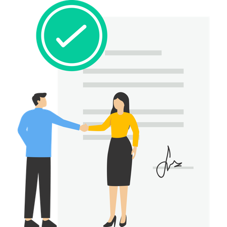 Business partners signing contract  Illustration