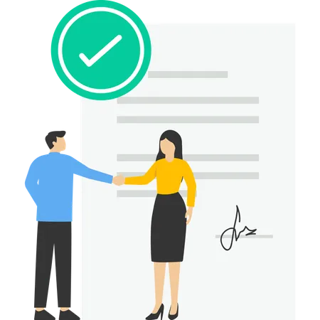 Business partners signing contract  Illustration