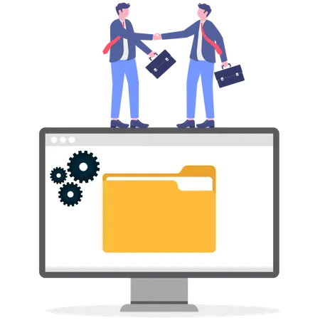Business partners signing contract  Illustration