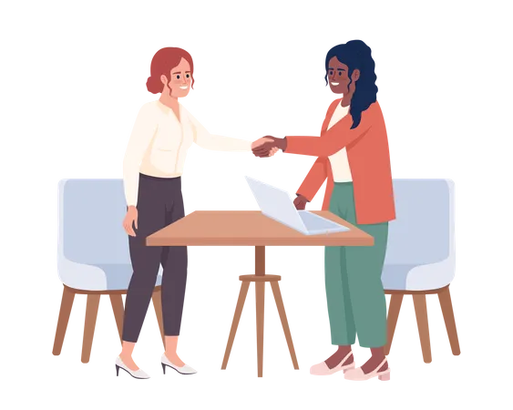 Business partners singing agreement at meeting Illustration