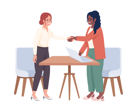 Business partners singing agreement at meeting  Illustration