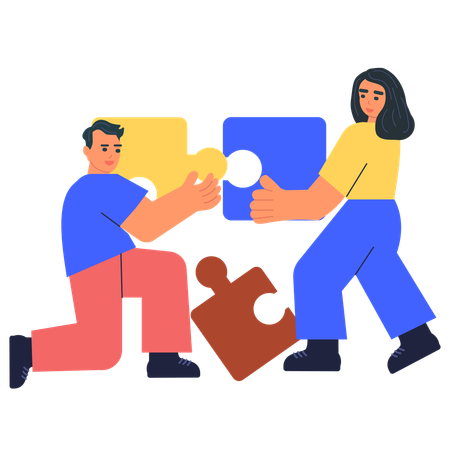 Business Partners working on business solution  Illustration