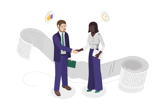 Business Partnership and Handshake  Illustration