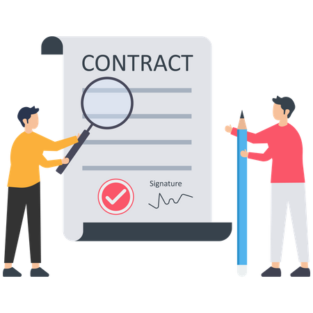 Business partnership contract analysis Illustration