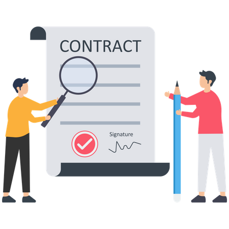 Business partnership contract analysis  Illustration