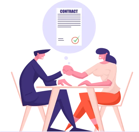 Business partnership contract deal  Illustration