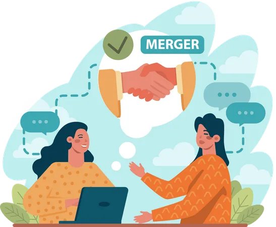 Business partnership contract is signed  Illustration