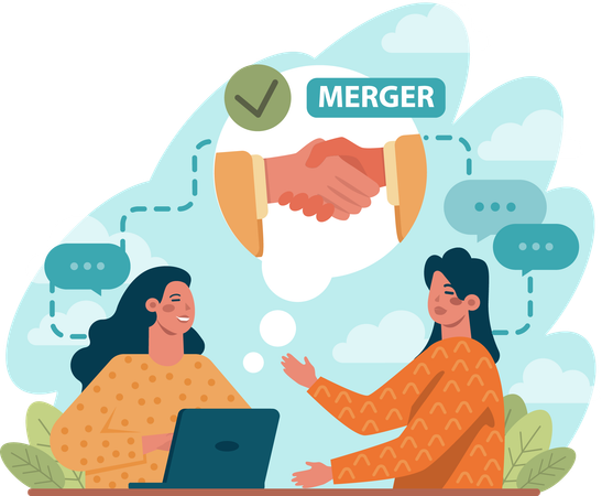 Business partnership contract is signed  Illustration