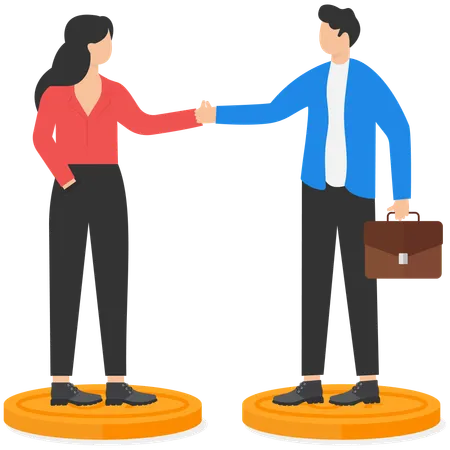Business Partnership Handshake Agreement Concept Business Achievement Isometric Vector Illustration 3 D Flat Cartoon Style Design Illustration