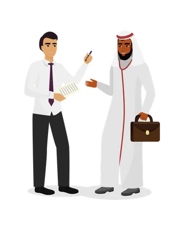 Business partnership with arab businessman  Illustration