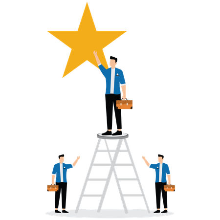 Business people achieving star  Illustration