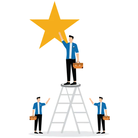 Business people achieving star  Illustration