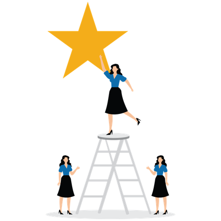 Business people achieving star  Illustration