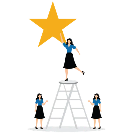 Business people achieving star  Illustration