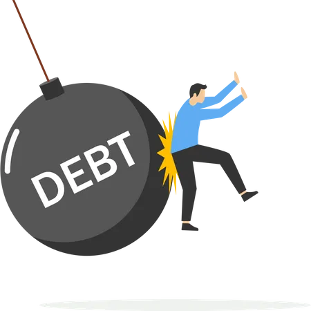 Business people affected by big debt  Illustration
