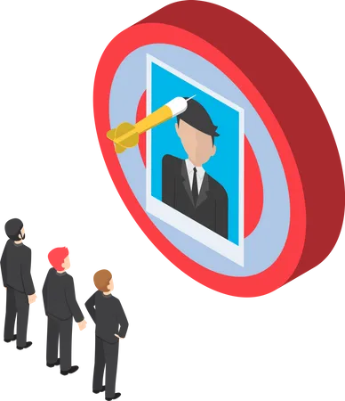 Flat 3 D Isometric Business People Looking At The Businessman Picture On The Target Hiring And Recruitment Concept Illustration