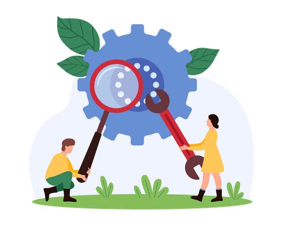 Business people analysing business process  Illustration