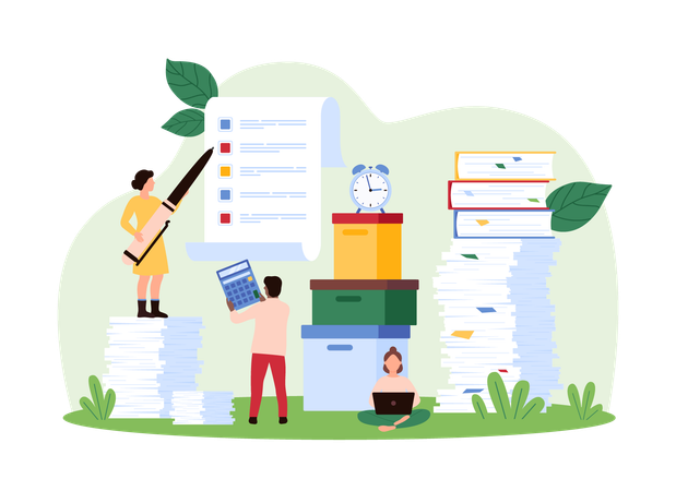Business people analysing business report  Illustration