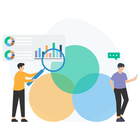 Business people analysing company graph  Illustration