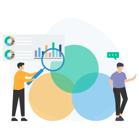 Business people analysing company graph  Illustration