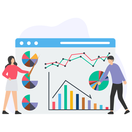 Business people analysing company growth graph  Illustration