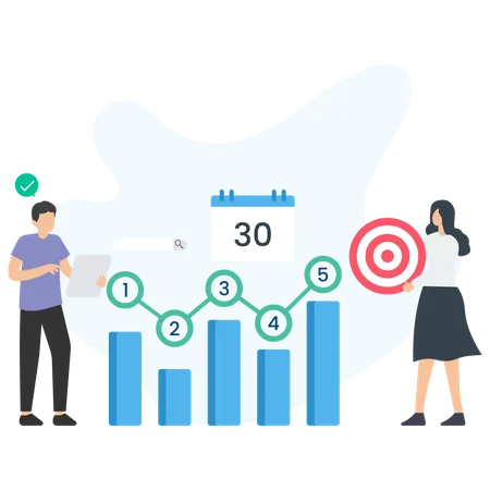 Business people analysing business finance graph  Illustration