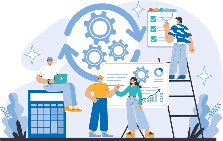 Business people analysing business graph  Illustration