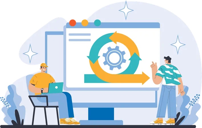 Business people analysing business graph  Illustration