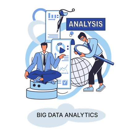 Business people analysing large business data  Illustration