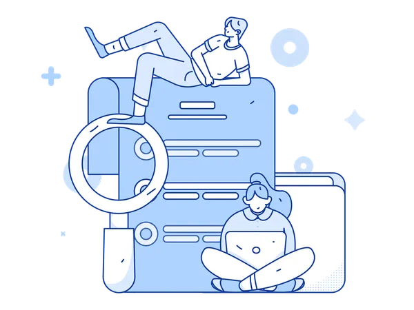 Business people analysing questionnaire  Illustration