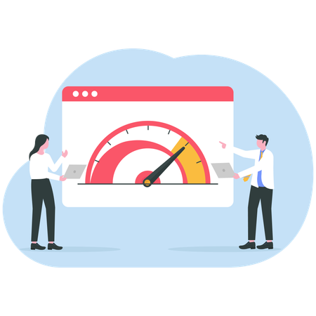Business people analysing business speed  Illustration