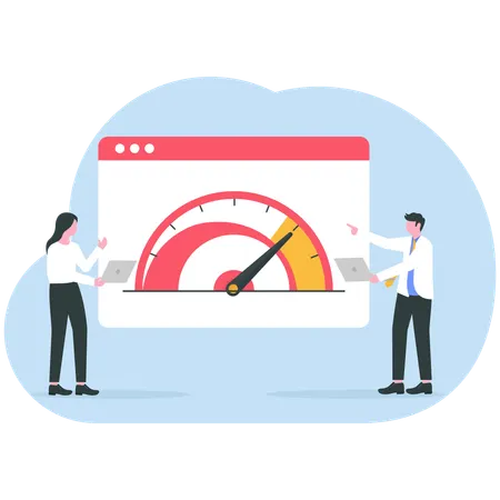 Business people analysing business speed  Illustration