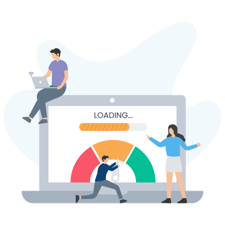 Business people analyzing business data  Illustration