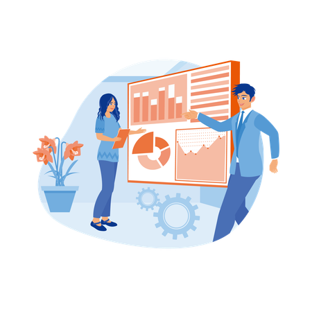 Business People analyzing graphs  Illustration