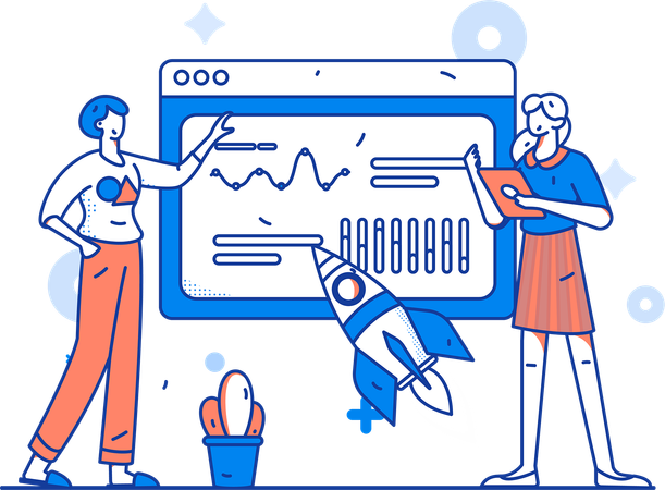 Business people analyzing growth data  Illustration