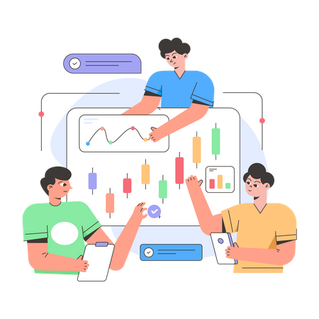 Business people analyzing business growth  Illustration