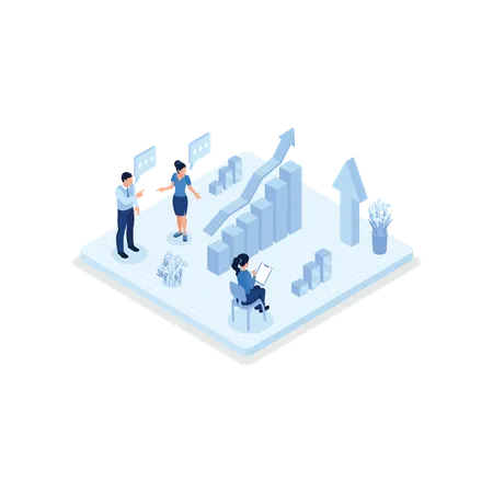 Business people analyzing investments  イラスト