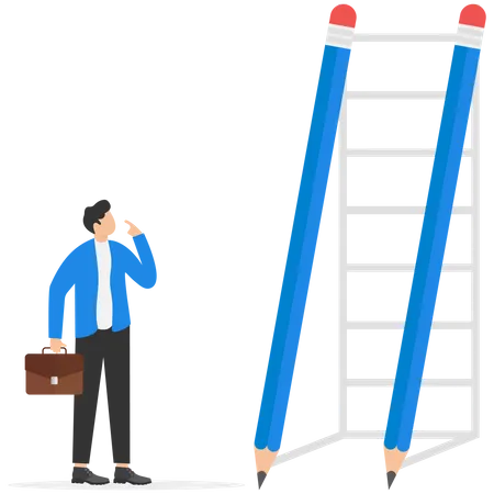 Business people and career ladder of success  Illustration